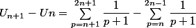 U_{n+1}-Un=\sum^{2n+1}_{p=n+1}\dfrac{1}{p+1}-\sum^{2n-1}_{p=n}\dfrac{1}{p+1}